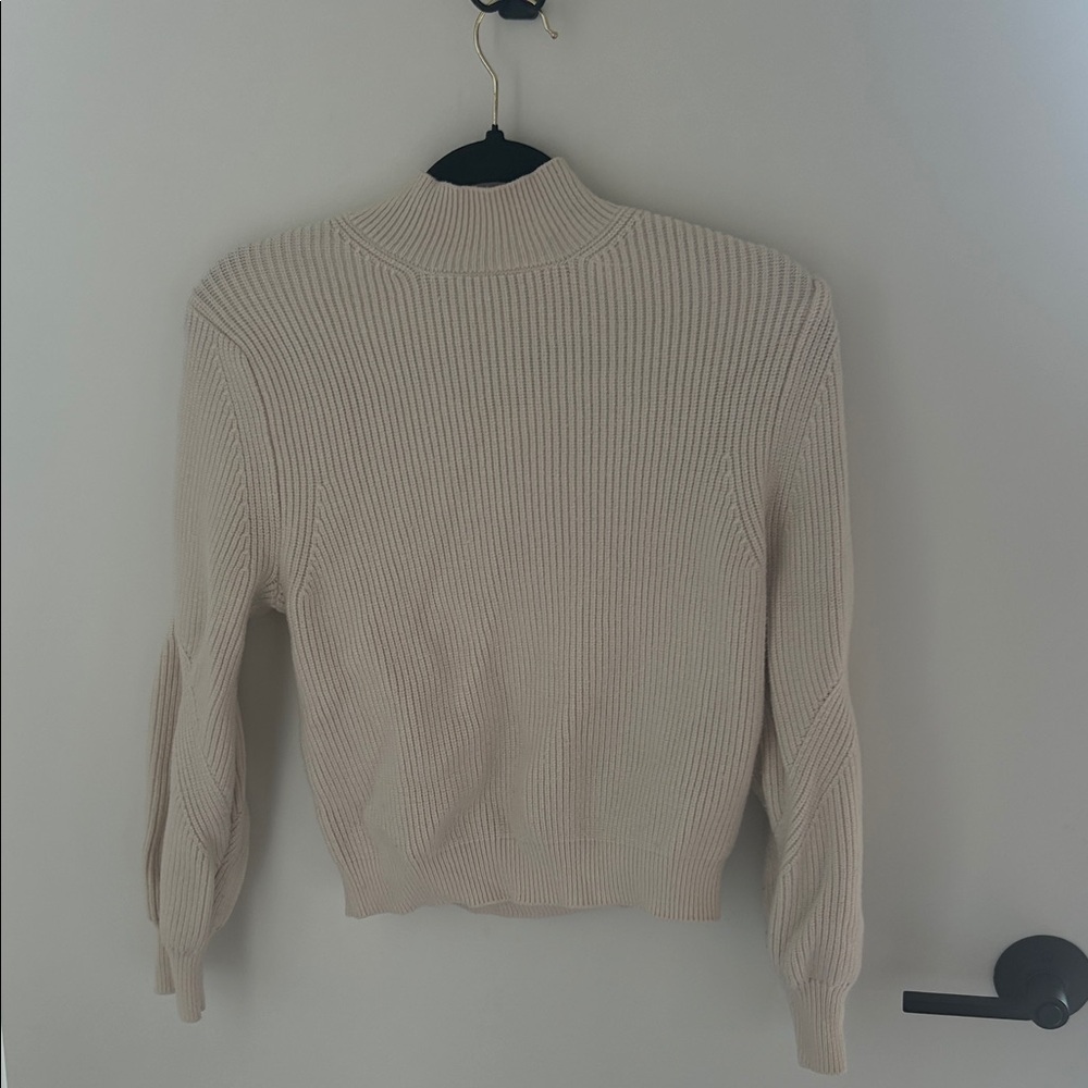 Zara Beige Ribbed Turtleneck Sweater